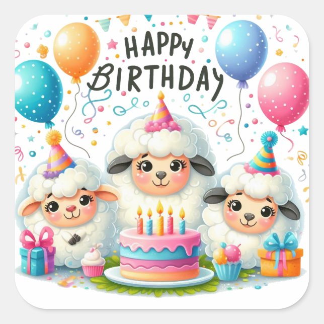 Gold Happy Birthday Classic Round Sticker (Front)