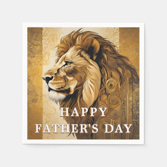 Gold Happy Fathers Day Napkin (Front)