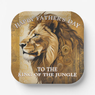 Gold Happy Fathers Day Paper Plate