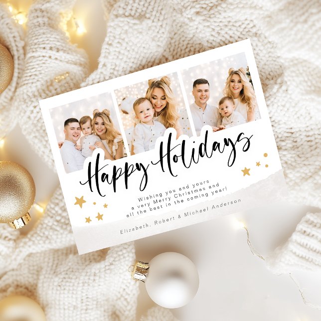 Gold Happy Holidays Photo Christmas Holiday Card (Creator Uploaded)