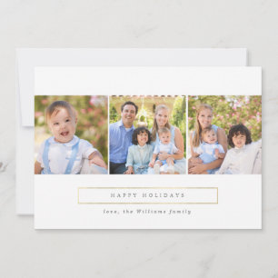 Gold Happy Holidays Photo Collage Christmas Cards