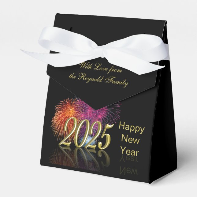 Gold Happy New Year 2025 Fireworks Favour Box (Front Side)