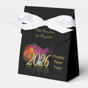 Gold Happy New Year 2026 Fireworks Gift Favour Box