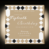 Gold Harlequin Diamond Pattern Surprise Birthday
