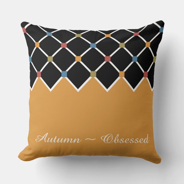 Gold Harlequin Pattern Fall Cushion (Front)