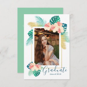 Gold Hawaiian Hibiscus Graduation Announcement
