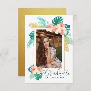 Gold Hawaiian Hibiscus Graduation Announcement