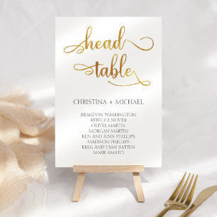 Gold "Head Table" Wedding Seating Chart 3.5x5 Table Number