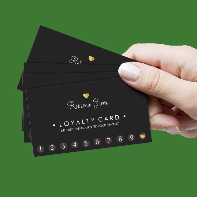 Gold Heart 10 Punch Salon Customer Loyalty Card (Creator Uploaded)