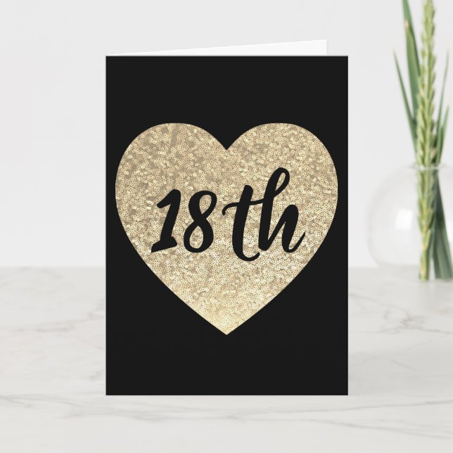 Gold heart 18th birthday card (Front)