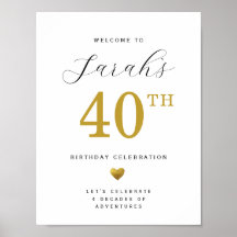 Gold Heart 40th Birthday Welcome