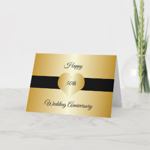 Gold Heart 50th Wedding Anniversary Card