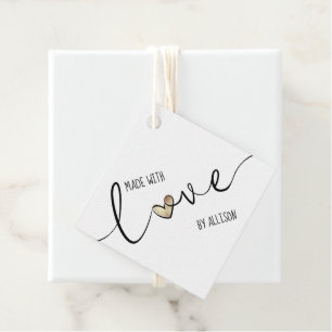 Gold Heart and Typography Made With Love Gift Tags