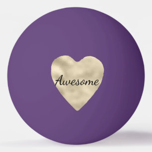 Gold Heart Awesome Personalized Ping Pong Ball