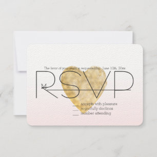 Gold Heart Blush Pink Ombre RSVP