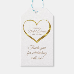 Gold Heart Bridal Shower Thank You Gift Tags