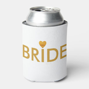 Gold Heart Bride Can Cooler