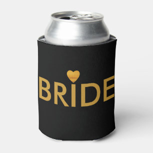 Gold Heart Bride Can Cooler