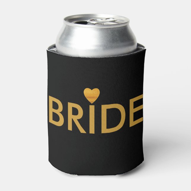 Gold Heart Bride Can Cooler (Can Front)