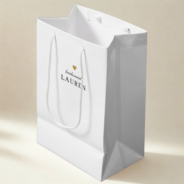 Gold Heart Bridesmaid Proposal Name Gift Bag (Creator Uploaded)