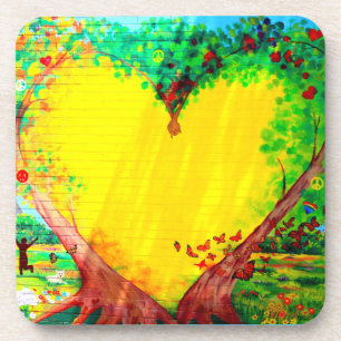 gold heart coasters
