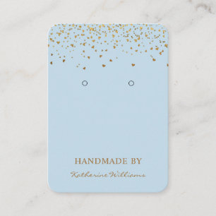 Gold  Heart Confetti  Blue   Earring Display Card