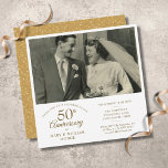 Gold Heart Confetti Wedding Photo 50th Anniversary Invitation<br><div class="desc">Personalise with your favourite wedding photo and your special 50th golden wedding anniversary celebration details in chic gold typography. The reverse features gold love heart confetti. Designed by Thisisnotme©</div>