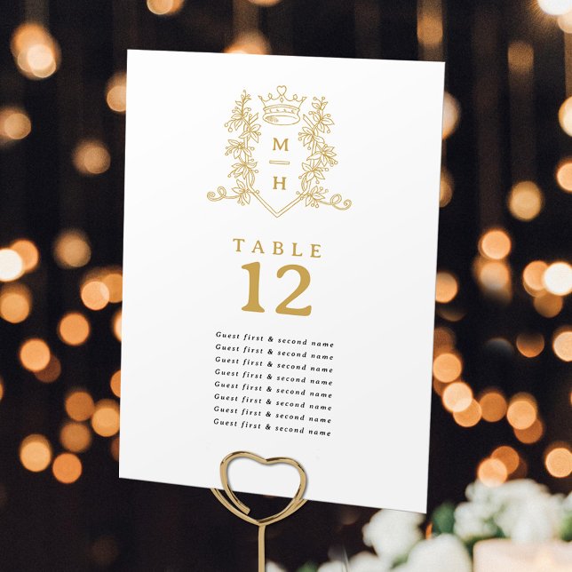 Gold heart crown guests names wedding  table number (Creator Uploaded)