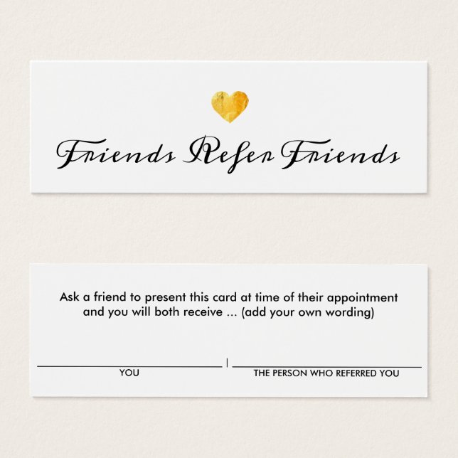 Gold Heart  Customer Referral Card (Front & Back)