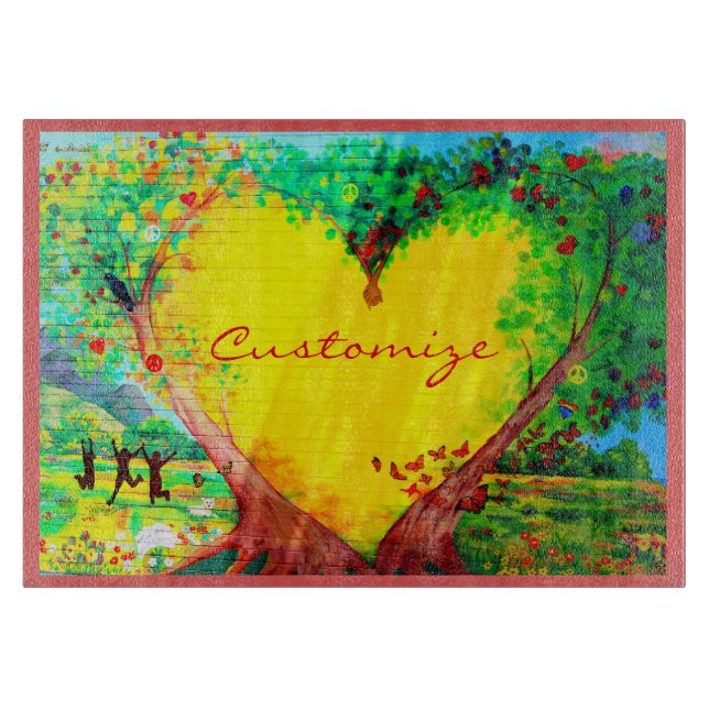 gold heart customised cutting board (Front)