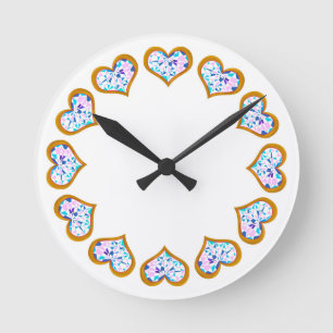 Gold Heart Diamonds In Circle Wall Clock