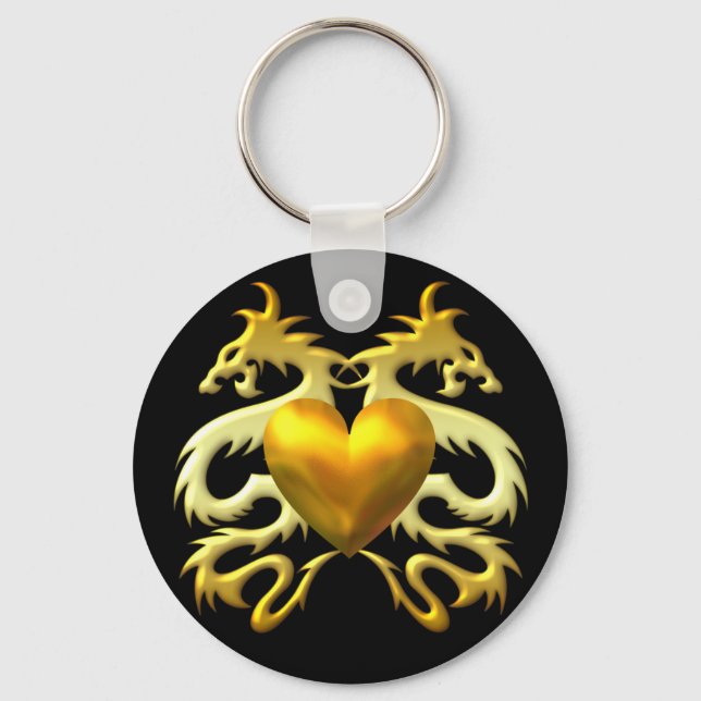 GOLD HEART DRAGONS KEY RING (Front)