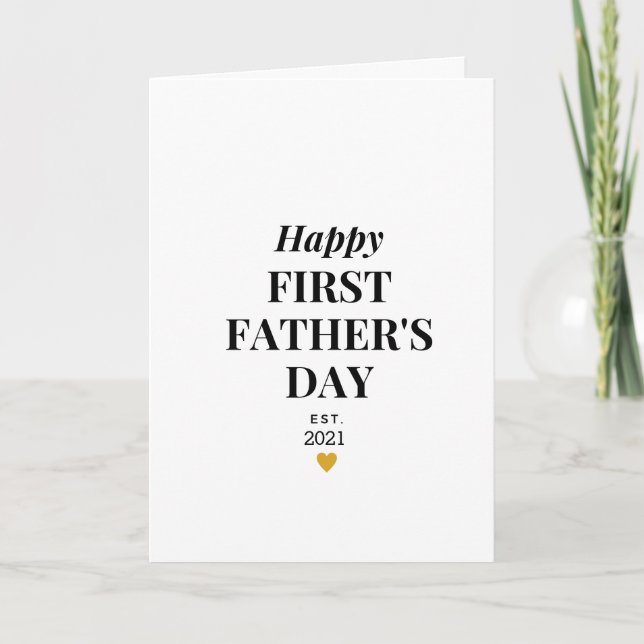 Gold Heart Established First Father's Day Card (Front)