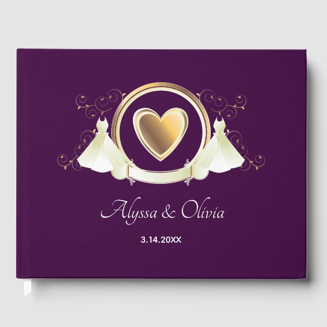 Gold Heart Female Wedding | Guestbook (Front)