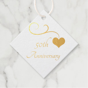 Gold Heart Foil Favour Tag