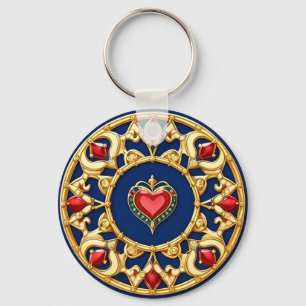 💛 Gold Heart Frame Ornate Romantic Charm Key Ring
