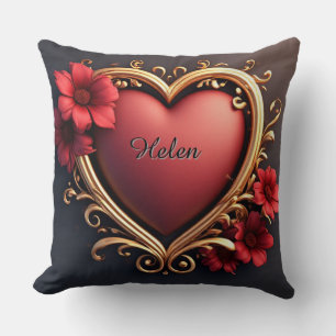 ❤️ Gold Heart Frame Romantic Luxury Valentine Deco Cushion
