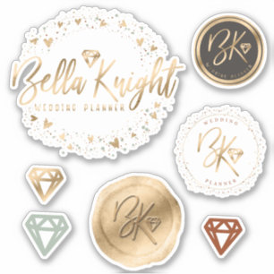 Gold Heart Gem & Confetti Custom Made Company Logo