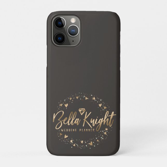 Gold Heart Gem & Confetti Custom Made Company Logo Case-Mate iPhone Case (Back)