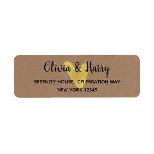 Gold Heart Kraft Wedding Return Address Labels