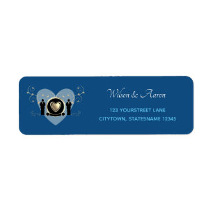 Gold Heart Male Wedding Classic Blue