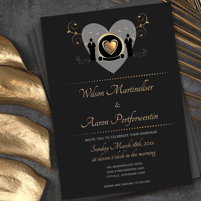 Gold Heart Male Wedding | Invitation (Creator Uploaded)