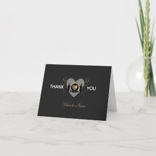 Gold Heart Male Wedding Thank You Card