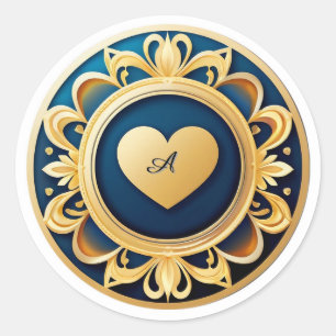 Gold Heart Medallion Classic Round Sticker