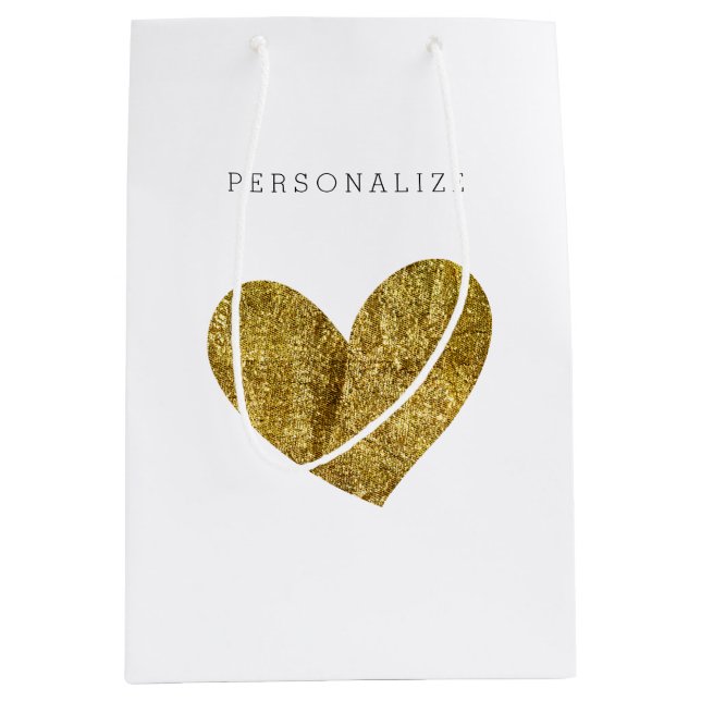 Gold Heart Medium Gift Bag (Front)