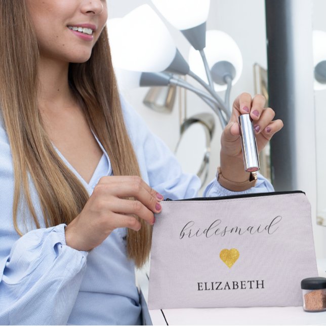 Gold Heart Minimalist Wedding Party Accessory Pouch (Creator Uploaded)
