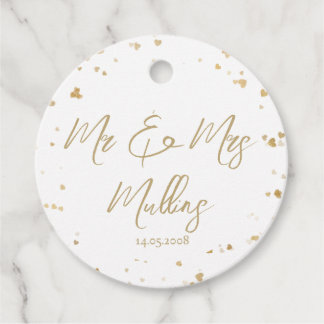 Gold Heart “Mr & Mrs” Wedding Favour Tags