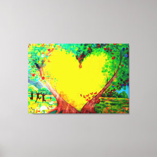 gold heart mural wrapped canvas