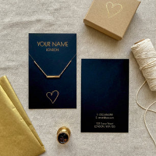 Gold heart necklace or bracelet display card