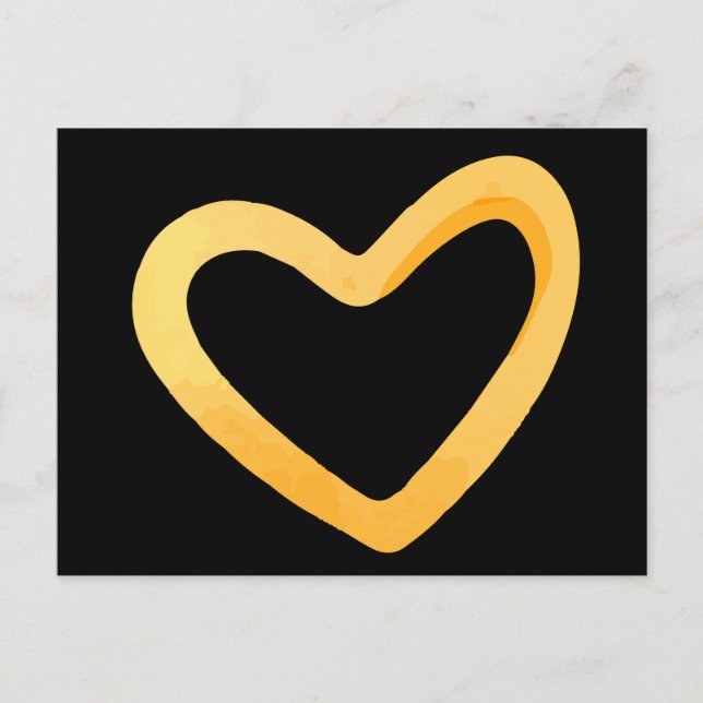 Gold heart on black background postcard (Front)